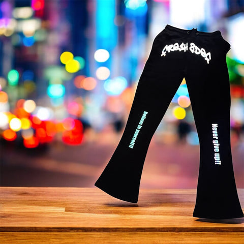 FRE$H2DEF BELIEVE IN YOURSELF NEVER GIVE UP STACK FLARE SWEATS