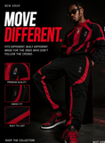Glow Mj red & black track suit
