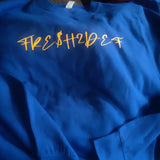 Royal blue and gold FRE$H2DEF crew neck