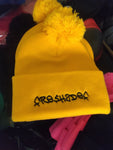 Gold and black FRE$H2DEF  POM BEANIE