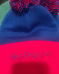 Royal blue and red FRE$H2DEF POM BEANIE